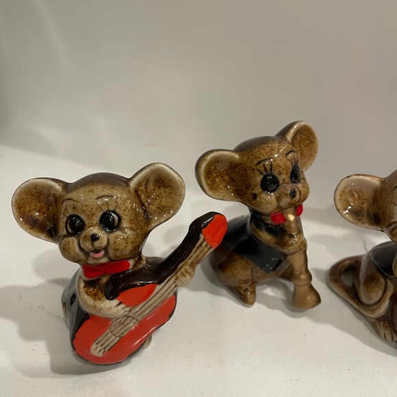 Vintage porcelain mice band figurines instruments set music - Picture 3 of 9